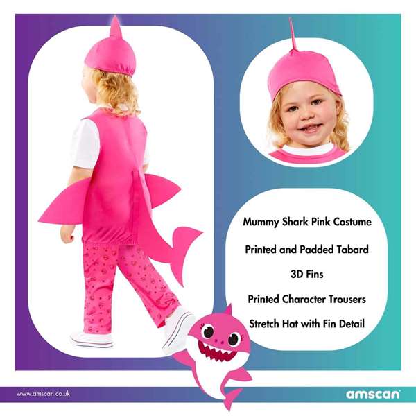 Liragram Disfraz Bebe Baby Shark Mama Rosa Talla 2-3 Años Liragram Disfraz Bebe Baby Shark Mama Rosa Talla 2-3 Años