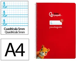 Liderpapel Cuaderno Espiral A4 Tapa Blanda 80 Hojas 75gr Cuadro Pautado 5mm Rojo