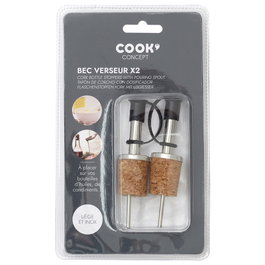 Cook Concept JGO. 2 TAPONES VERTEDOR de acero inoxidable con corcho y plástico