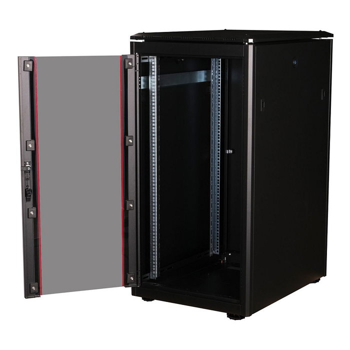 ROLINE 26.21.0219 Bastidor de Red 19 Pulgadas 22U, 600x800 mm (BxT), Puerta de Cristal Negro, 600 kg de Carga, Rieles y Patas Ajustables