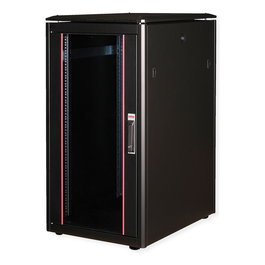 ROLINE 26.21.0219 Bastidor de Red 19 Pulgadas 22U, 600x800 mm (BxT), Puerta de Cristal Negro, 600 kg de Carga, Rieles y Patas Ajustables