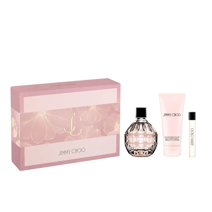 Jimmy Choo Gift Set con Eau de Parfum de 100 ml, Loción Corporal de 100 ml y Eau de Parfum de 7.5 ml Jimmy Choo Gift Set con Eau de Parfum de 100 ml, Loción Corporal de 100 ml y Eau de Parfum de 7.5 ml