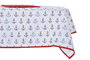 DKD Home Decor Mantel Mediterraneo Costa Peces 150x150 cm Algodon Polyester Azul Rojo Blanco Set 5 Piezas