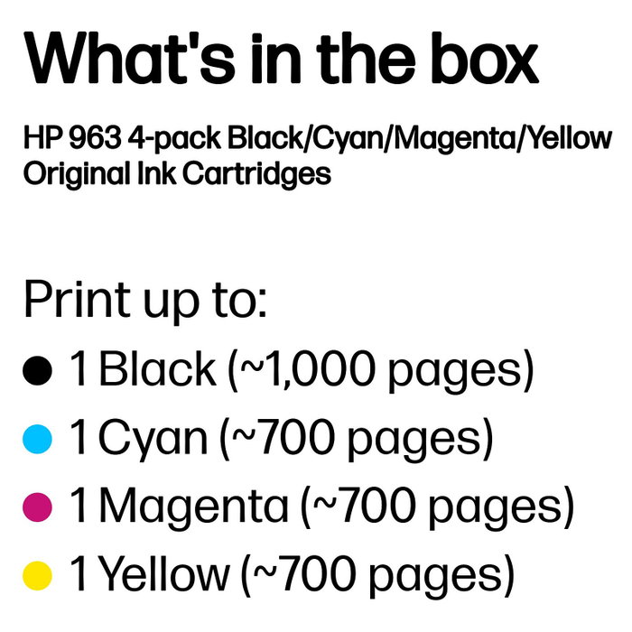 HP Cartucho de Tinta Original 963 CMYK Pack de 4