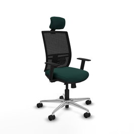 PIQUERAS Y CRESPO Silla de oficina Yunquera con mecanismo Sincro/Traslack, Verde botella y Negro