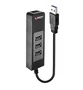 Lindy Hub USB 3.2 Gen 1 con 3 Puertos USB-A y Gigabit Ethernet RJ-45, Negro