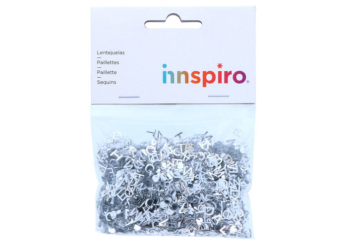 Innspiro Lentejuelas letras plateadas 6mm 28gr