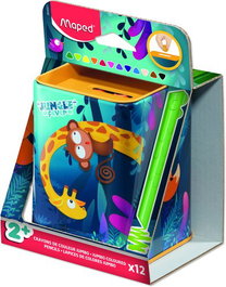 Lapices De Colores Maped Jungle Fever Mini Jumbo Hucha De Metal De 12