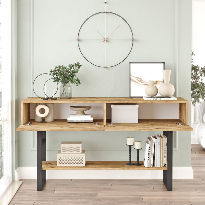 Hanah Home Ml23-A Recibidor Pino Atlántico, Tablero Partículas Melaminado, 138.8x75.7x43 cm Hanah Home Ml23-A Recibidor Pino Atlántico, Tablero Partículas Melaminado, 138.8x75.7x43 cm