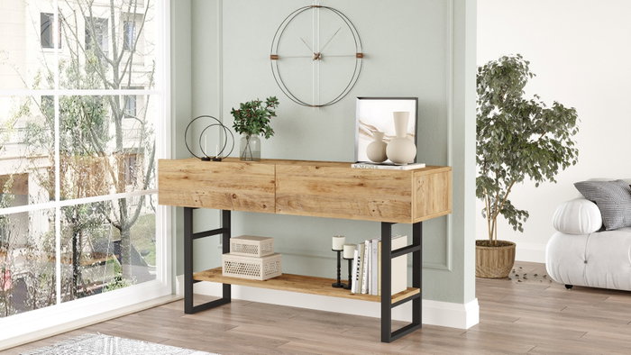 Hanah Home Ml23-A Recibidor Pino Atlántico, Tablero Partículas Melaminado, 138.8x75.7x43 cm Hanah Home Ml23-A Recibidor Pino Atlántico, Tablero Partículas Melaminado, 138.8x75.7x43 cm