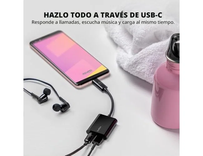 Belkin Rockstar Connect Adaptador USB-C de Audio y Carga Negro F7U081BTBLK Belkin Rockstar Connect Adaptador USB-C de Audio y Carga Negro F7U081BTBLK