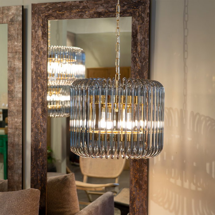 Lámpara Techo Oro-Gris Cristal 49,50 X 49,50 X 40 cm