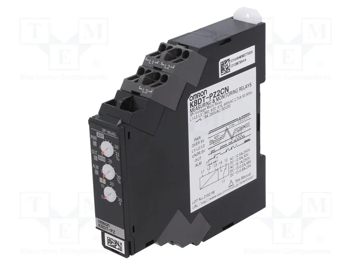 OMRON Relé de monitorización de tensión K8DT-PZ2CN 3 x 380...480V AC OMRON Relé de monitorización de tensión K8DT-PZ2CN 3 x 380...480V AC