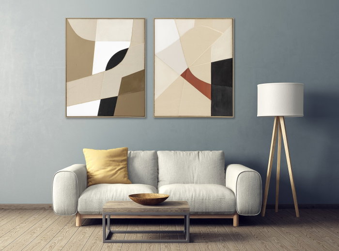 DKD Home Decor Cuadro Yute y PS Abstracto Surtido de 2 Piezas