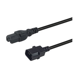 EQUIP Cable de Alimentación C14 Macho a C15 Hembra 1.8m Negro, 250V/10A, 2500W, Conector Recto, H05VV-F3G, 1 mm², Plug and Play, REACH/RoHS/VDE