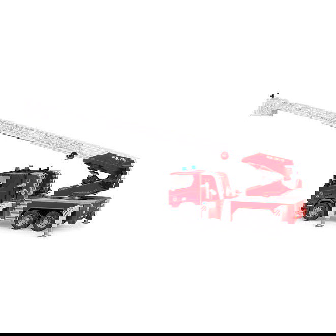 BRUDER Scania Super 560R Fire Engine, Camión de Bomberos con Escalera Giratoria, Bomba de Agua, Luz y Sonido, 1:16, Plástico