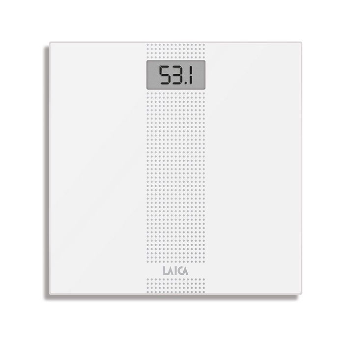 Laica Báscula de Baño Electrónica PS1054 Blanca, Peso Máximo 180 kg, Cristal Templado