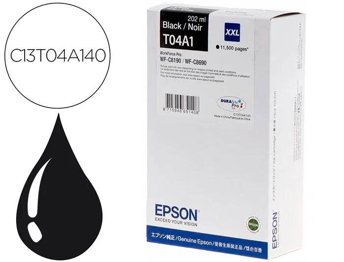 Epson T04A1 C13T04A14N Cartucho de Tinta Negro XXL