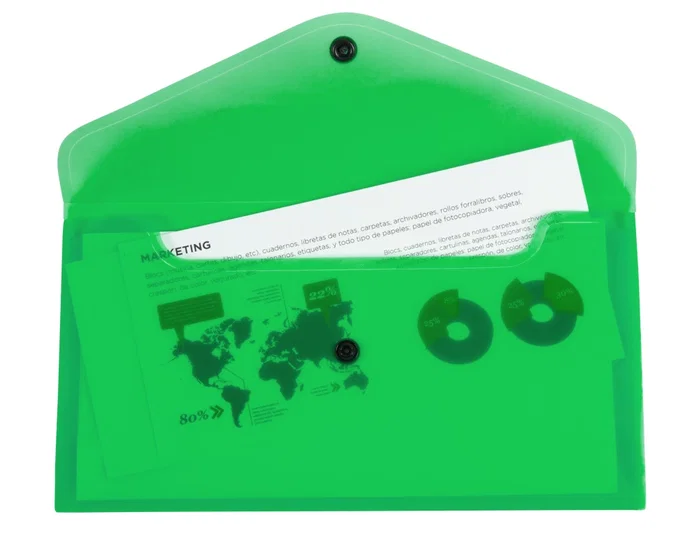 Liderpapel Carpeta Dossier con Broche de Polipropileno, Tamaño Sobre Americano 260x140mm, Verde Translúcido Liderpapel Carpeta Dossier con Broche de Polipropileno, Tamaño Sobre Americano 260x140mm, Verde Translúcido