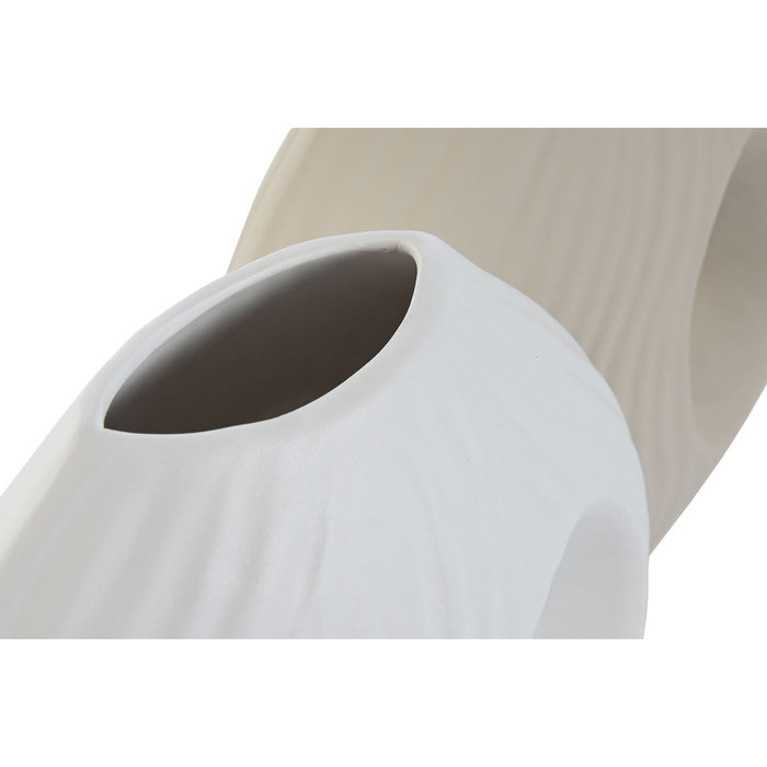 DKD Home Decor Jarrón de Gres Surtido de 2 Unidades Blanco y Beige