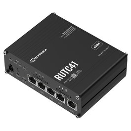 Teltonika RUTC41 Router Industrial 5G / 4G LTE, WiFi 5 Doble Banda, 5 Puertos Gigabit, Negro, 12V