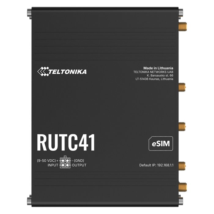 Teltonika RUTC41 Router Industrial 5G / 4G LTE, WiFi 5 Doble Banda, 5 Puertos Gigabit, Negro, 12V