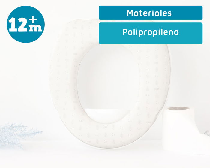 KioKids Reductor de WC para Niños Gris - Asiento Acolchado para Inodoro, +12 Meses, Polipropileno, Colección Petits Moments