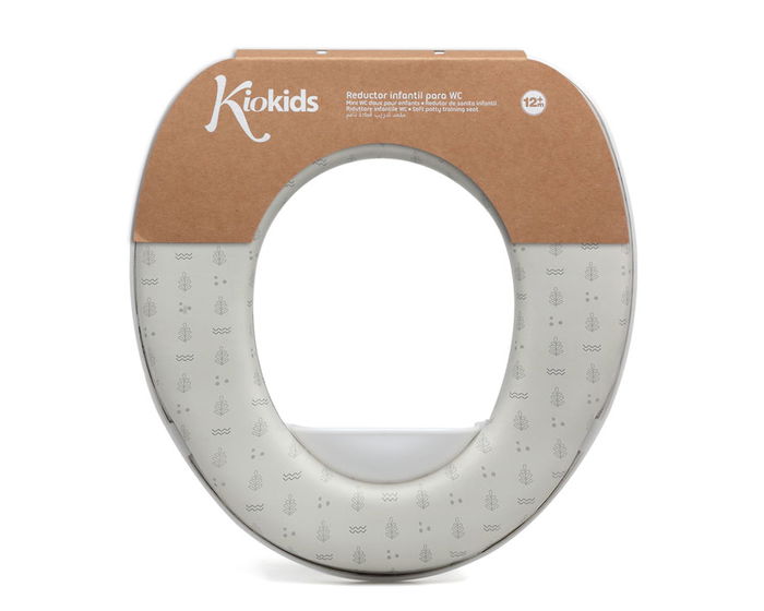 KioKids Reductor de WC para Niños Gris - Asiento Acolchado para Inodoro, +12 Meses, Polipropileno, Colección Petits Moments