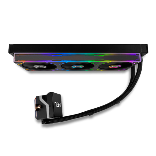 NOX Hummer M-360 LCD - Kit de Refrigeración Líquida All-in-One CPU con Pantalla LCD Extraíble, Radiador 360mm, 3 Ventiladores ARGB PWM, Negro - NXHUMMERM360LCDBK
