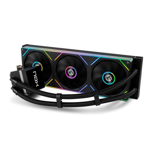 NOX Hummer M-360 LCD - Kit de Refrigeración Líquida All-in-One CPU con Pantalla LCD Extraíble, Radiador 360mm, 3 Ventiladores ARGB PWM, Negro - NXHUMMERM360LCDBK