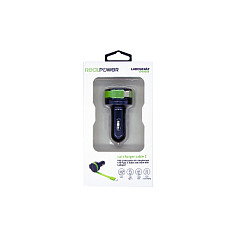 RealPower Cargador de Coche C 2400mA con 1x USB y 1x USB-C, para Encendedor de Cigarrillos, Cable de 0.58 m, Negro y Verde RealPower Cargador de Coche C 2400mA con 1x USB y 1x USB-C, para Encendedor de Cigarrillos, Cable de 0.58 m, Negro y Verde