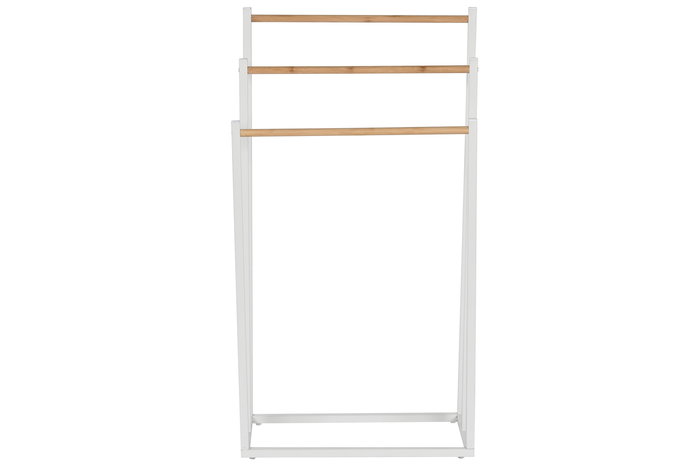DKD Home Decor Toallero Blanco Natural Metal Bambú 22 x 85 x 45 cm