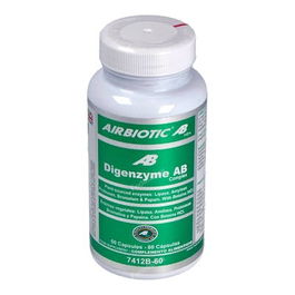 AIRBIOTIC Digenzyme Complex 60 Comprimidos - Complejo de Enzimas Digestivas Vegetales con Betaina HCl para una Digestión Óptima