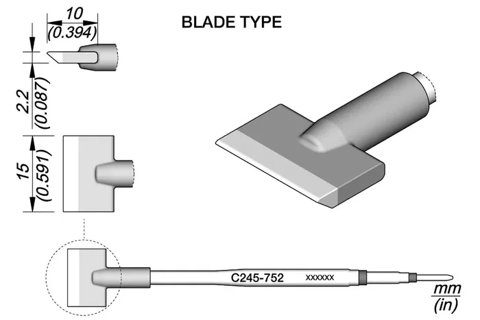 JBC TOOLS Punta de soldadura espátula 15x2,4mm