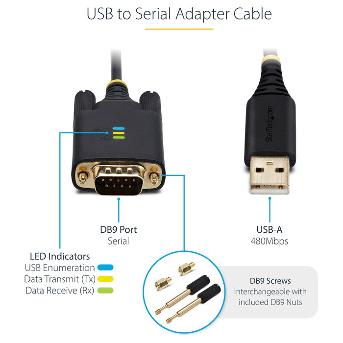 StarTech.com Cable Adaptador USB a Serie DB9 RS232 FTDI de 2m Negro