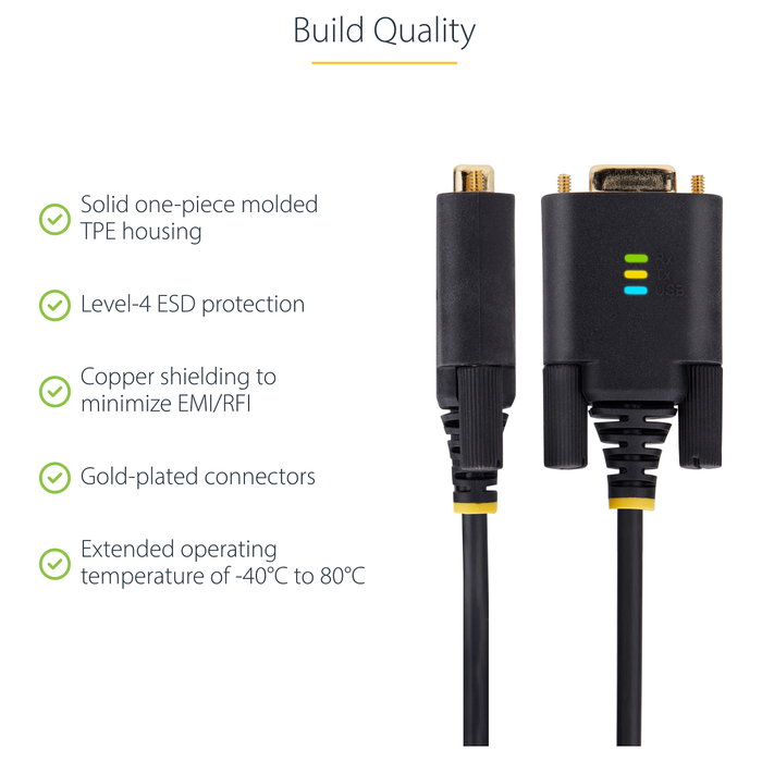 StarTech.com Cable Adaptador USB a Serie DB9 RS232 FTDI de 2m Negro