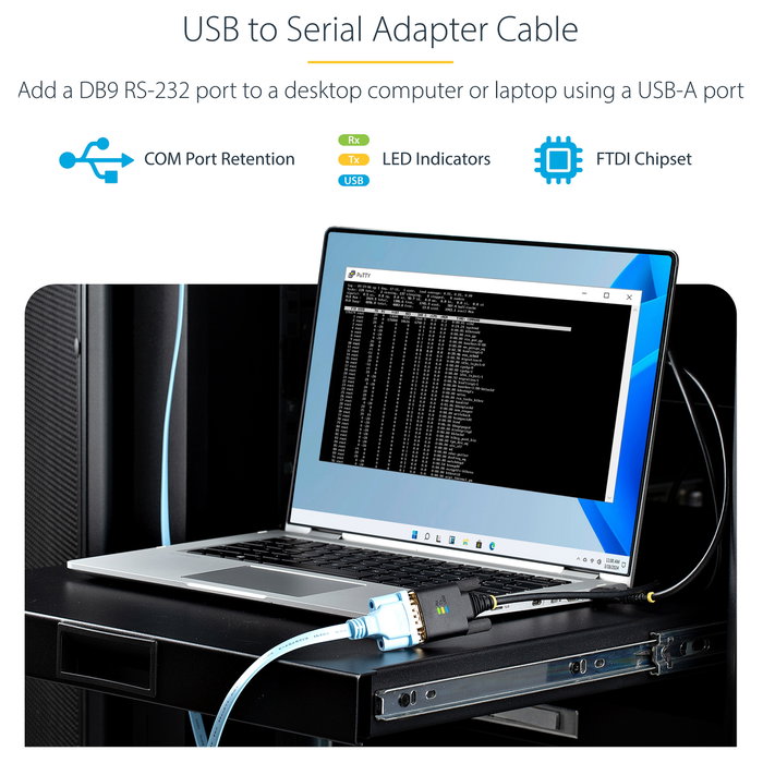 StarTech.com Cable Adaptador USB a Serie DB9 RS232 FTDI de 2m Negro