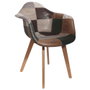 Home Deco Factory Silla Butaca Patchwork Essentiel Marrón con Patas de Madera Estilo Chic 62x59x84 cm