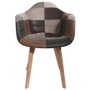 Home Deco Factory Silla Butaca Patchwork Essentiel Marrón con Patas de Madera Estilo Chic 62x59x84 cm