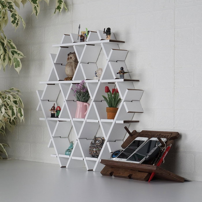 Aberto Design HEXBEYAZ-M Estantería de cartón Blanca 70x67x11 cm