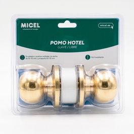 Micel Pomo de puerta con cerradura libre modelo PP07 en latón pulido