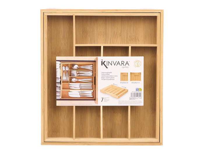 KINVARA Cubertero de Bambú de 7 Compartimentos Plegable