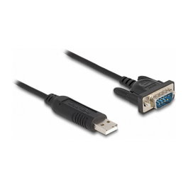DeLOCK Adaptador Cable USB 2.0 Tipo A a RS-232 Serial (DB9) 50 cm con Chip FTDI para Windows 10, 11, 7, 8.1 y Linux