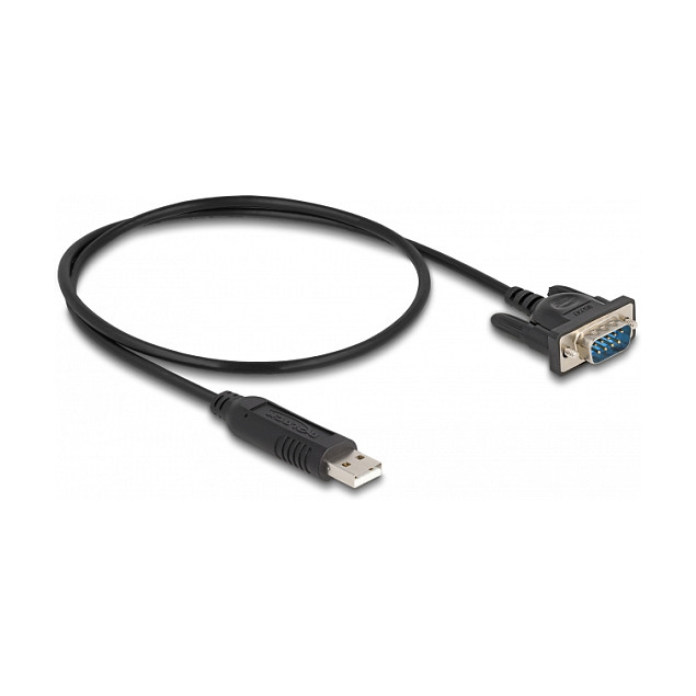 DeLOCK Adaptador Cable USB 2.0 Tipo A a RS-232 Serial 50 cm FTDI, Negro, para Windows y Linux