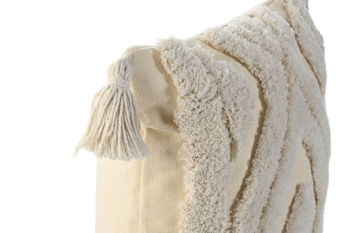 DKD Home Decor Cojín de Algodón Blanco Tuffted 45x8x45