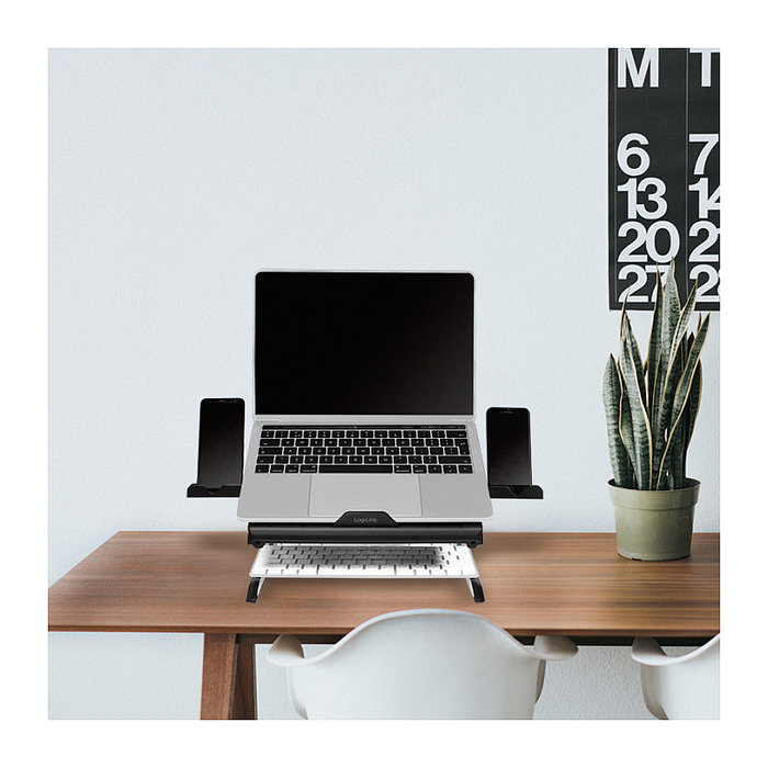 LogiLink Soporte para portátil plegable con altura ajustable, negro