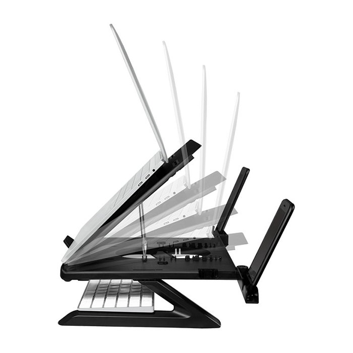 LogiLink Soporte para portátil plegable con altura ajustable, negro