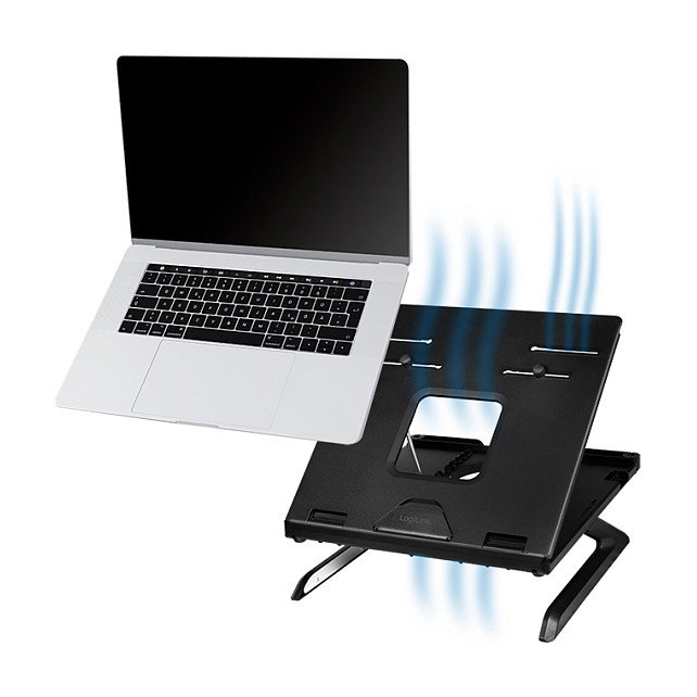 LogiLink Soporte para portátil plegable con altura ajustable, negro