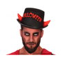 Sombrero para Disfraz de Demonio Halloween Adulto - Negro con Cuernos Rojos y Letras