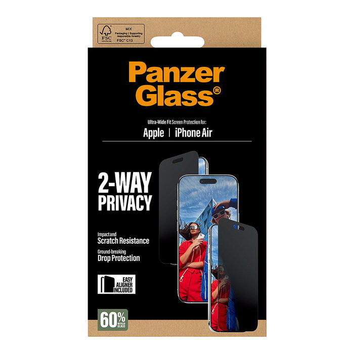 PanzerGlass Protector de pantalla 2-Way Privacy para iPhone Air Ultra-Wide Fit